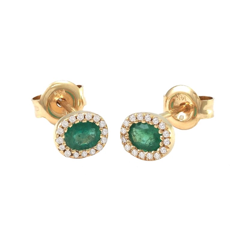 OVAL EMERALD AND DIAMOND EARRING (14K)