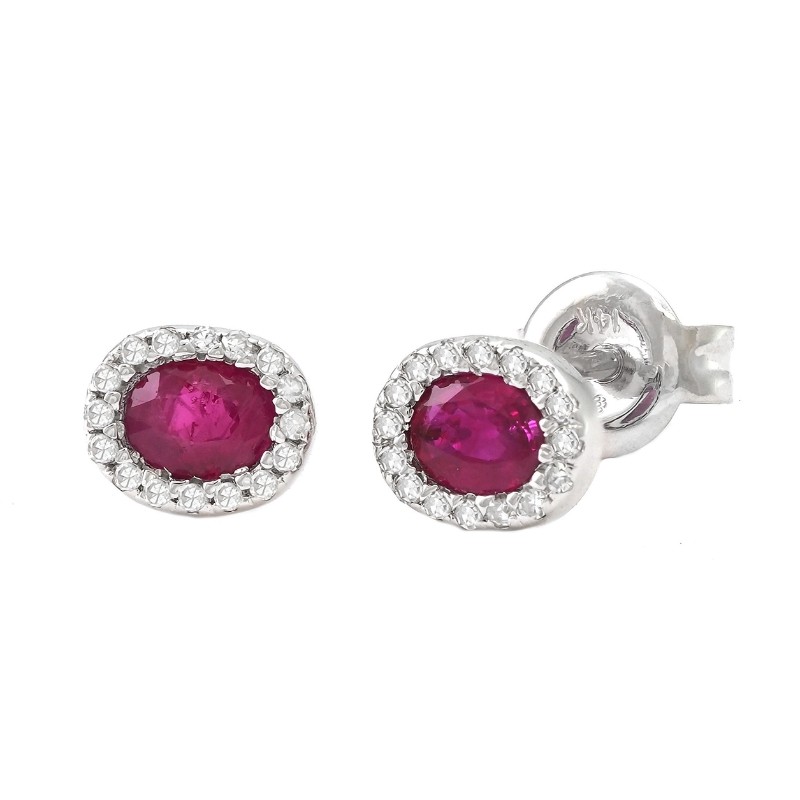OVAL RUBY AND DIAMOND EARRING (14K)