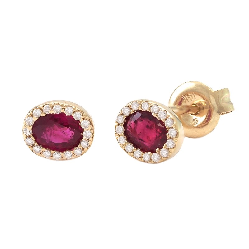 OVAL RUBY AND DIAMOND EARRING (14K)