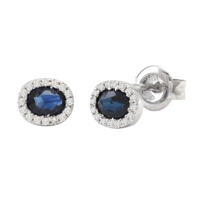 OVAL SAPPHIRE AND DIAMOND EARRING (14K)