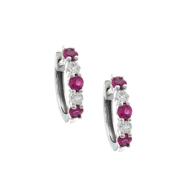 RUBY AND DIAMOND HOOP EARRING (14K)