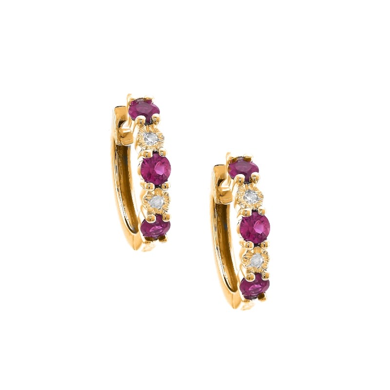 RUBY AND DIAMOND HOOP EARRING (14K)
