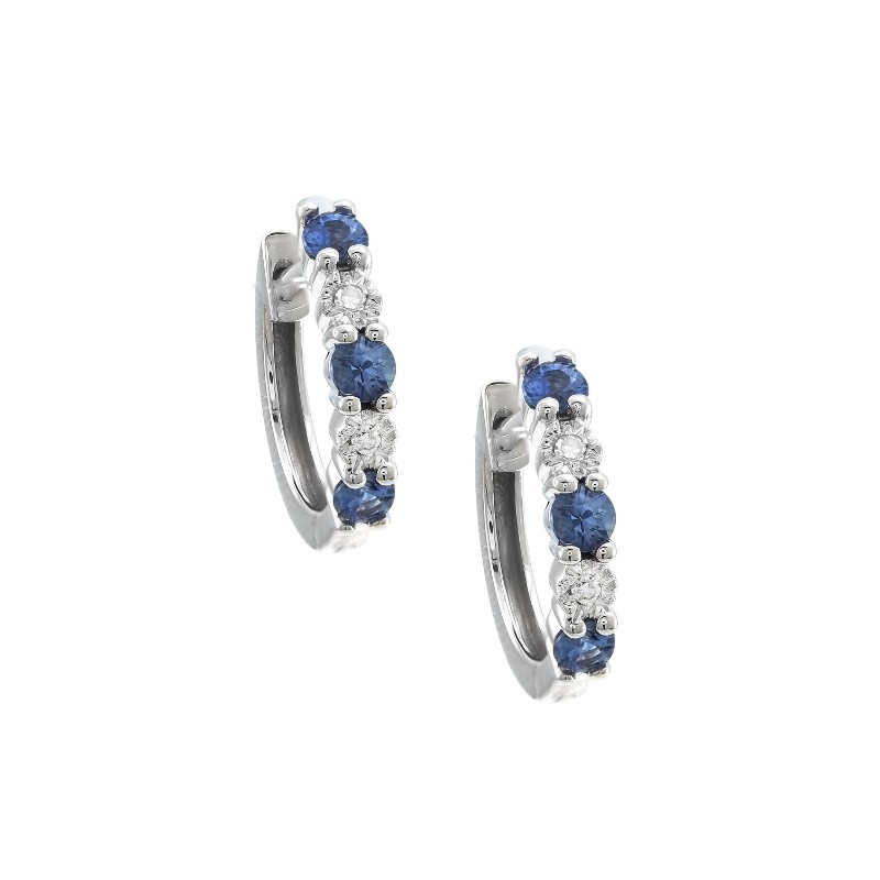 SAPPHIRE AND DIAMOND HOOP EARRING (14K)