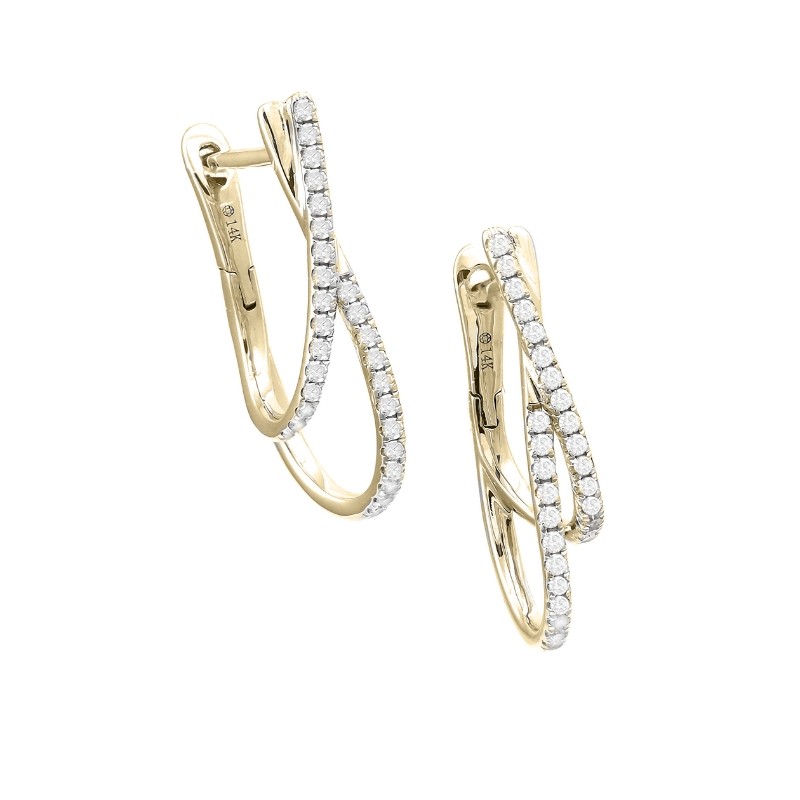 DIAMOND FASHIONN DOUBLE ROW EARRING (14K YG)