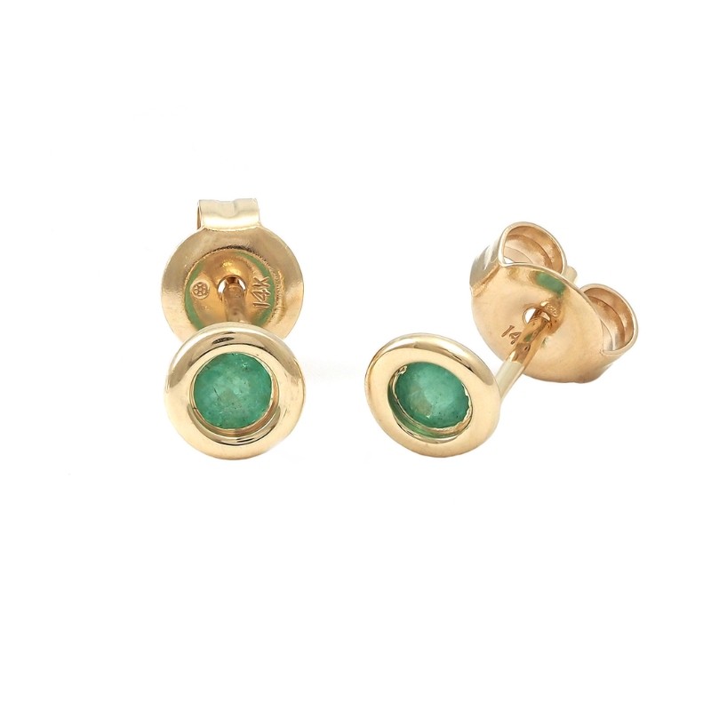 BEZEL SET EMERALD EARRING (14KYG)