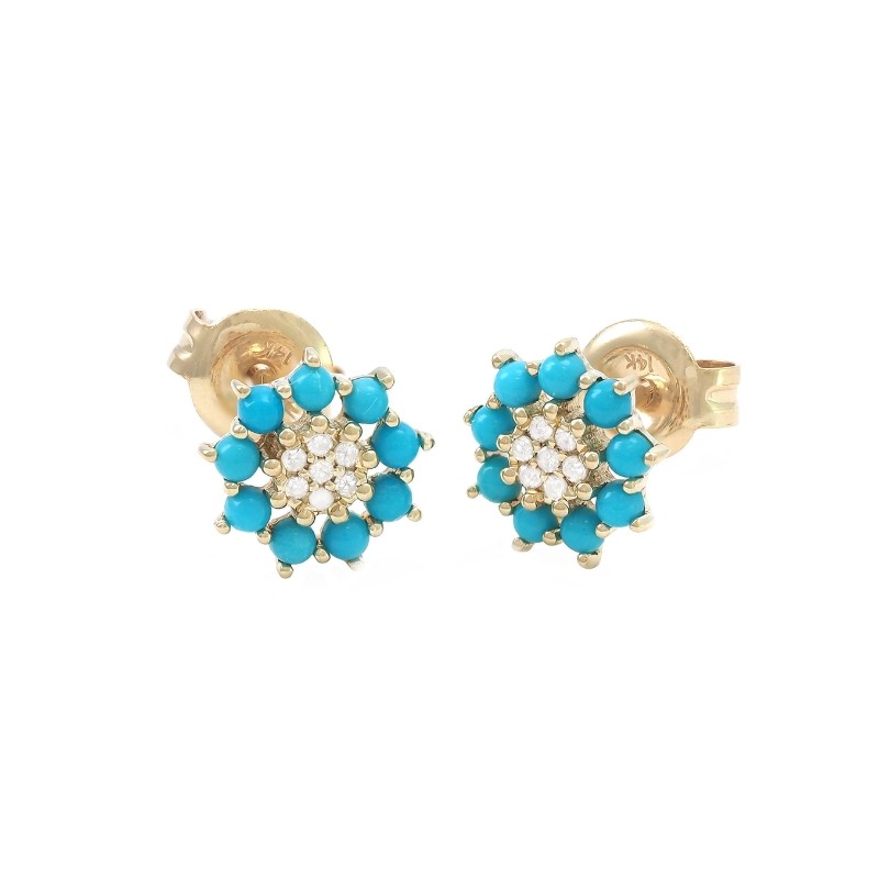 TURQUOISE AND DIAMOND FASHION EARRING (14K)