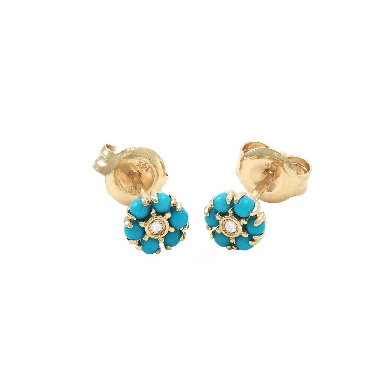 TURQUOISE AND DIAMOND MINI EARRING (14K)