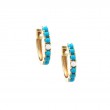 TURQUOISE  AND DIAMODN MINI HOOP EARRING (14K)