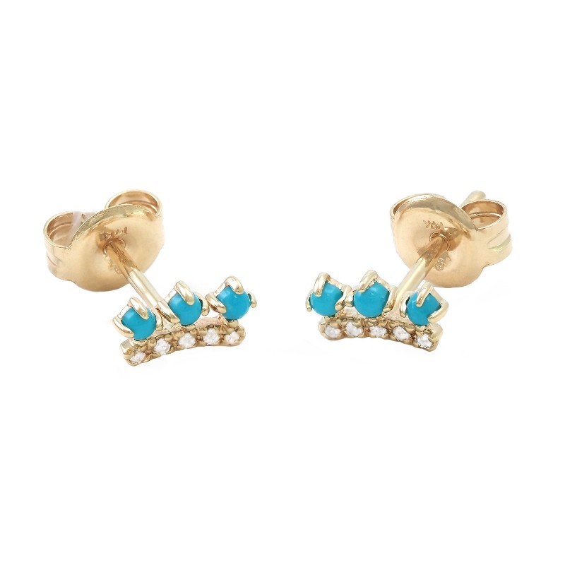 TURQUOISE AND DIAMOND FASHION EARRING (14K)