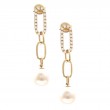 DIAMOND AND PEARL PAPER CLIP EARRING (14K)