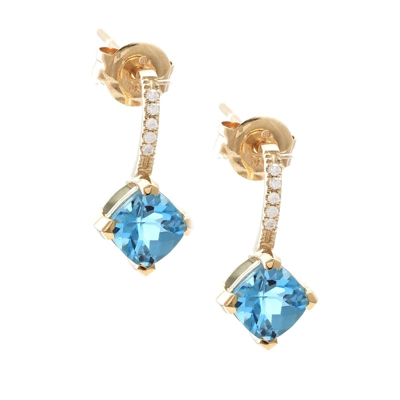 BLUE TOPAZ AND DIAMOND EARRING (14K)