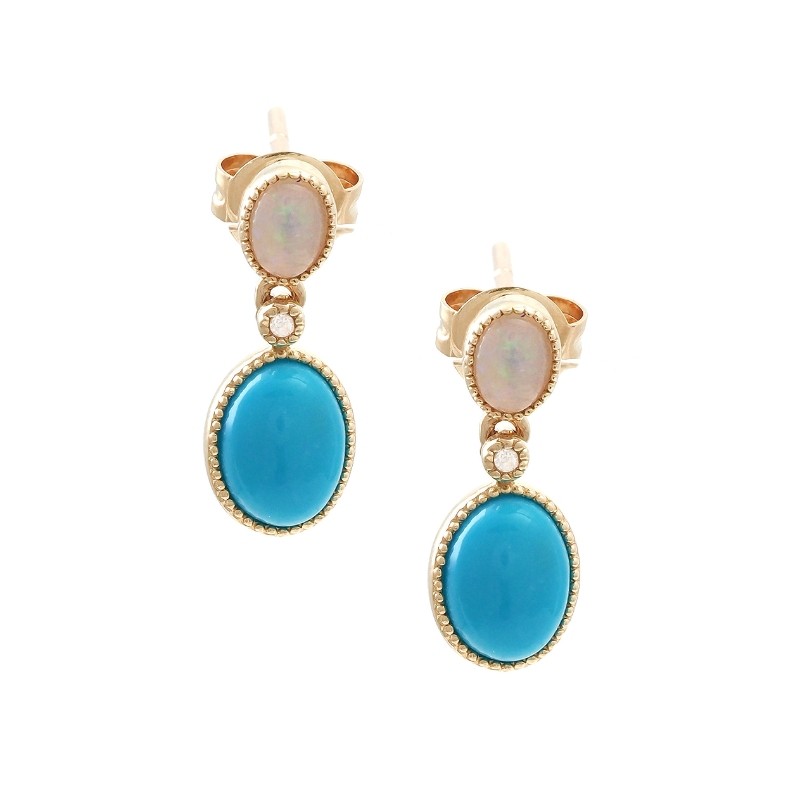 OPAL AND TURQUISE EARRING (14K)