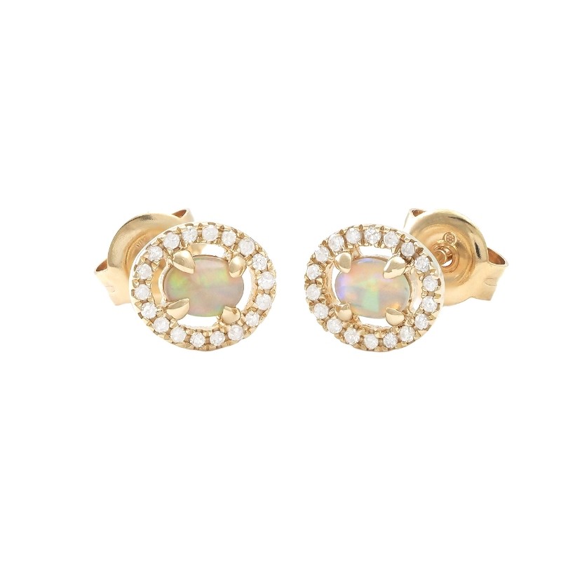 OPAL AND DIAMOND EARRING (14K YG)