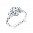Oval Cut Three Stone Engagement Ring with Oval Sides - Tasya