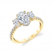 Oval Cut Three Stone Engagement Ring with Oval Sides - Tasya