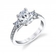 Oval Cut Three Stone Engagement Ring With Princess Side Stones - Eva