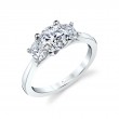 Three Stone Engagement Ring with Oval Side Stones - Guinevere