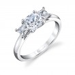 Three Stone Cushion Cut Engagement Ring - Micheline