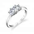 Three Stone Cushion Engagement Ring - Melisandre