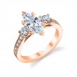 Marquise Cut Vintage Inspired Three Stone Engagement Ring - Noella