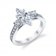 Marquise Cut Vintage Inspired Three Stone Engagement Ring - Noella