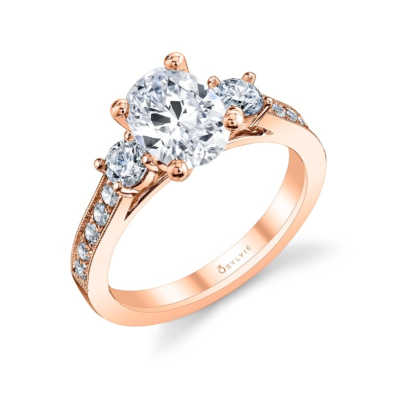 Oval Cut Vintage Inspired Three Stone Engagement Ring - Noella