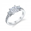 Princess Cut Vintage Inspired Three Stone Engagement Ring - Noella