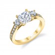 Princess Cut Vintage Inspired Three Stone Engagement Ring - Noella