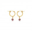 14K GOLD FILLED SMALL CHUNKY HOOPS WITH GARNET GEMSTONE DROPS