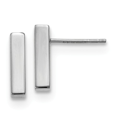 14K WHITE GOLD POLISHED TEAR DROP DANGLE POST EARRINGS