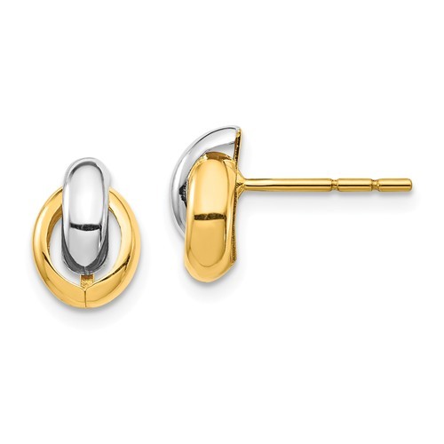 14K YELLOW GOLD POLISHED KNOT CIRCLE DROP POST EARRING