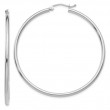 14K WHITE GOLD 2X25MM  POLISHED HOOP EARRING