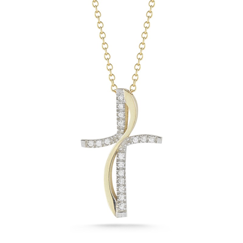 14K WHITE GOLD HOLLOW CRUCIFIX