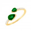 PEAR SHAPE EMERALD RING WITH DIAMONDS (14K)