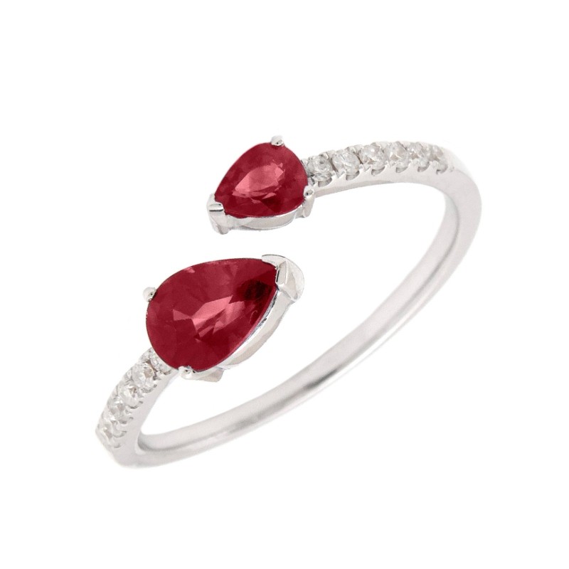 PEAR SHAPE RUBY RING WITH DIAMONDS (14K)