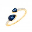 PEAR SHAPE SAPPHIE RING WITH DIAMONDS (14K)