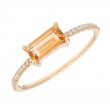 THIN CITRINE BAR SHAPE RING W/ DIA. (14KYG)