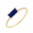 THIN LAPIS BAR SHAPE RING W/ DIA. (14K)