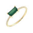 THIN GREEN ONYX BAR SHAPE RING W/ DIA. (14K)