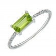 THIN PERIDOT BAR SHAPE RING W/ DIA. (14K)