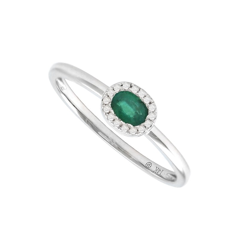 EMERALD AND DIAMOND RING (14K)