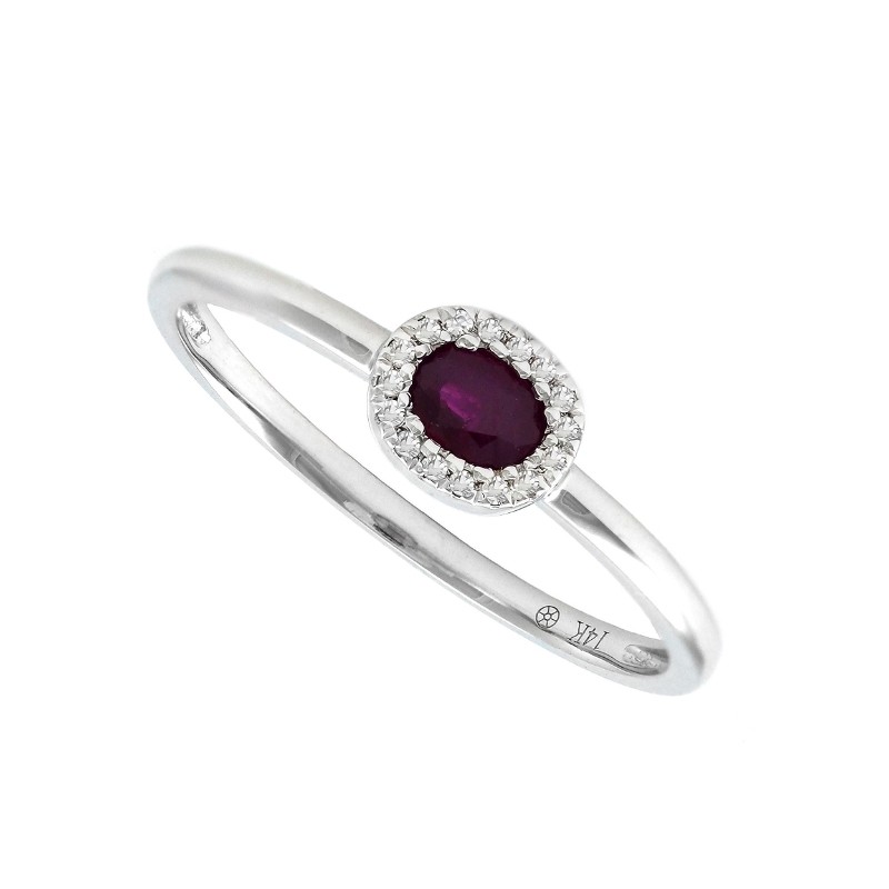RUBY AND DIAMOND RING (14KWG)