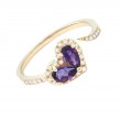 HEART SHAPE FASHION RING WITH AMETHYST W/ DIA.