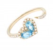 HEART SHAPE FASHION RING WITH BLUE TOPAZ W/ DIA.