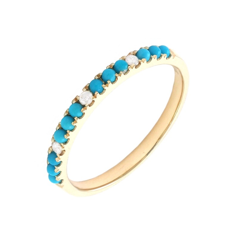 TURQUOISE  AND DIAMOND BAND (14KYG)