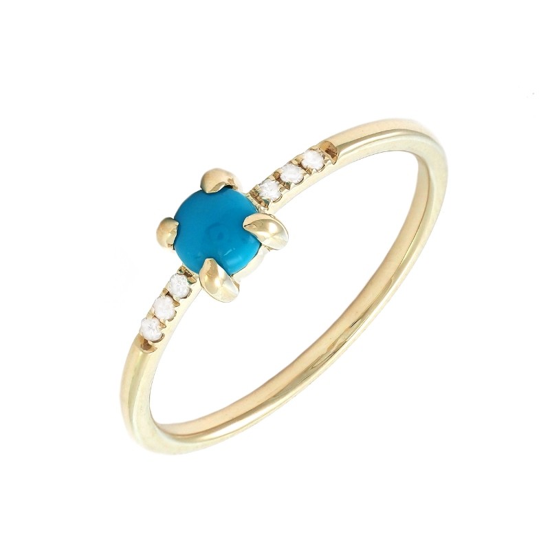 TURQUOISE AND DIAMOND RING (14K)