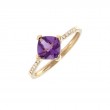 AMETHYST AND DIAMOND RING (14K YG)