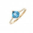 BLUE TOPAZ AND DIAMOND RING (14K YG)