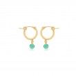 DEE BERKLEY GOLD FILLED SMALL CHUNKY HOOPS WITH EMERALD GEMSTONE DROPS