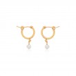 DEE BERKLEY GOLD FILLED SMALL CHUNKY HOOPS WITH PEARL GEMSTONE DROPS